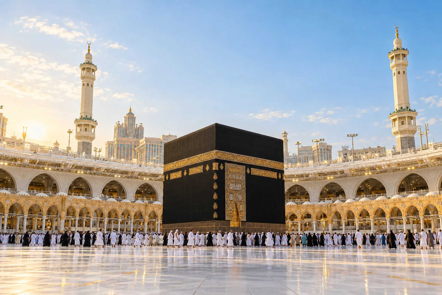 Illustrative daylight view of the Kaaba in Makkah